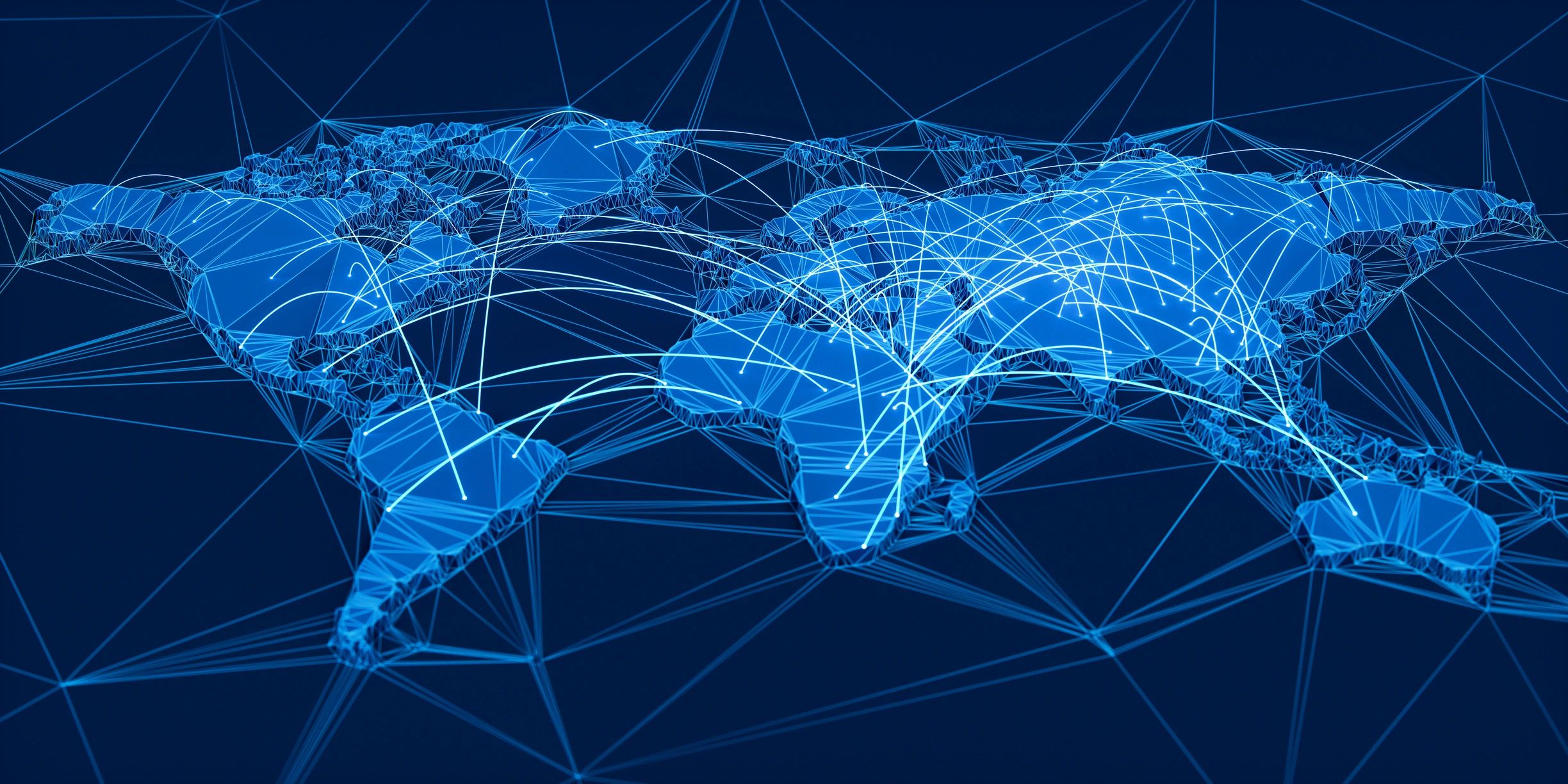 Global digital network representing trade and technology connectivity