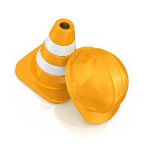 Industrial safety helmet (PPE), isolated on white background