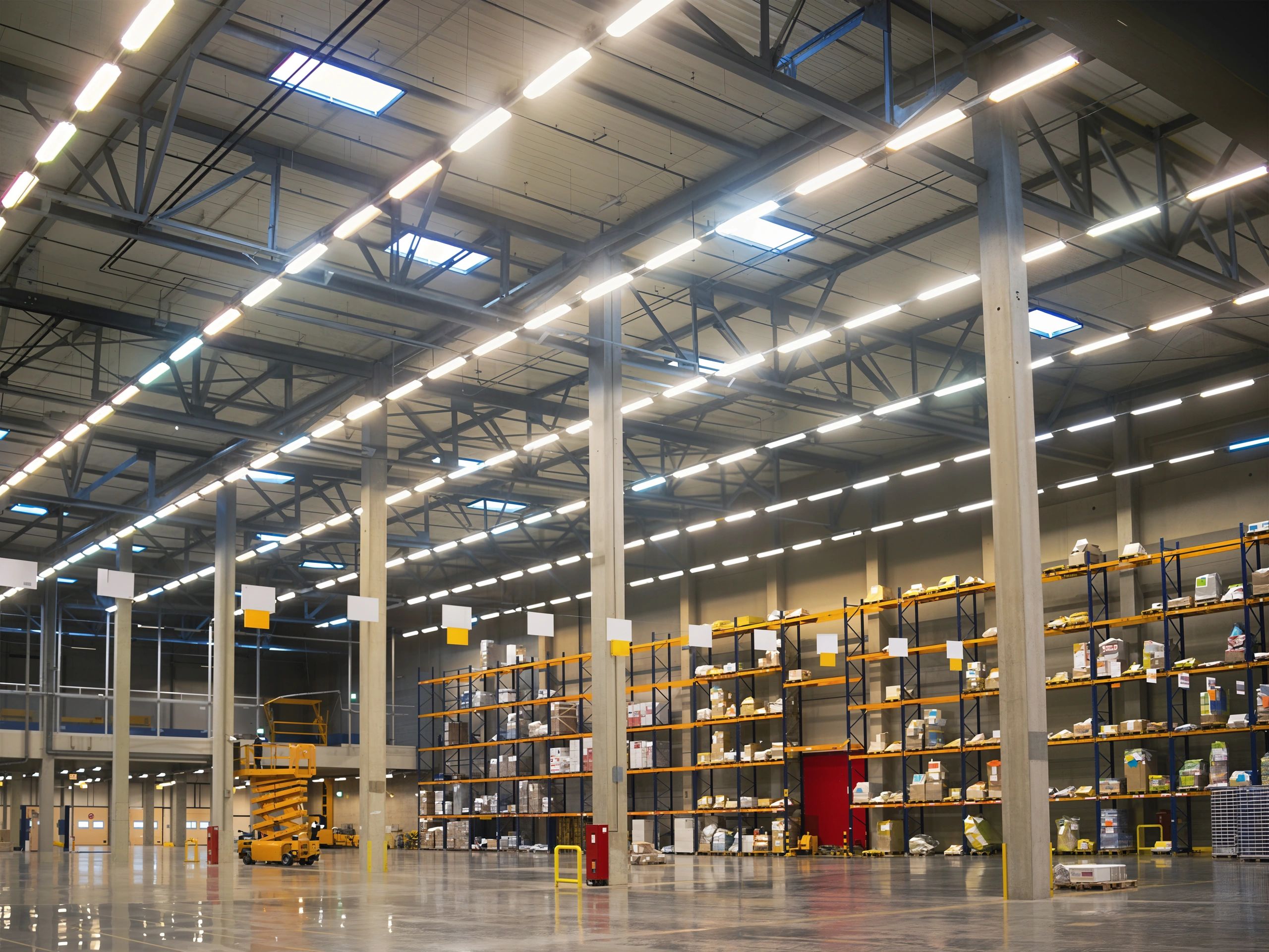 Modern warehouse with shelves and inventory for supply chain operations